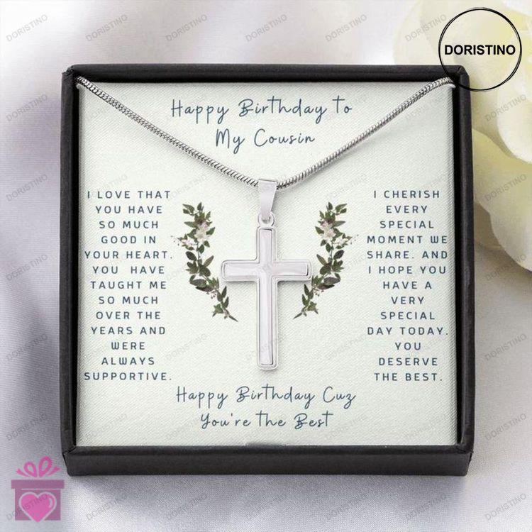 Cousin Necklace Cross Necklace To Cousin Faithful Cross Necklace  Gift Necklace Message Card Doristino Trending Necklace